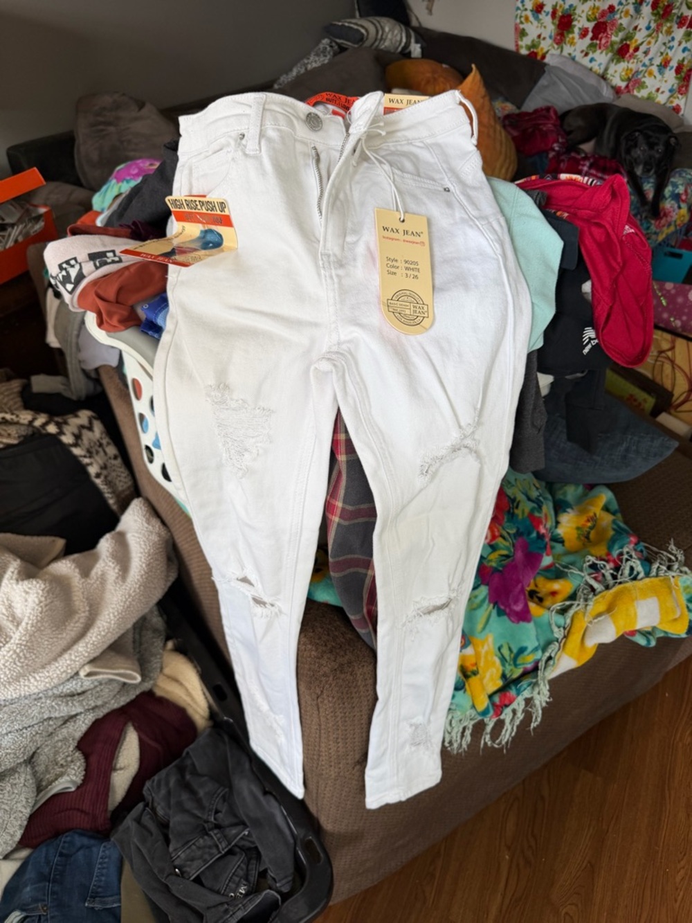 Wax Jean White Distressed Skinny Jeans